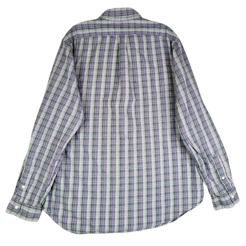 Polo Ralph Lauren Shirt Oxford Button Down Purple Green Plaid LS Size Large L ?